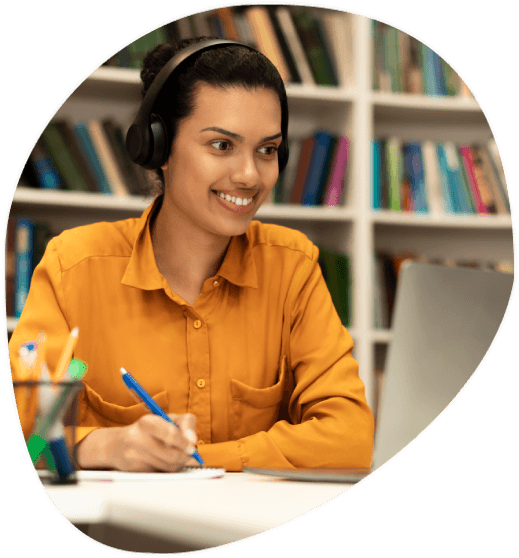 Student benefiting from transcription services in Sacramento while reviewing typed lecture transcripts for study.