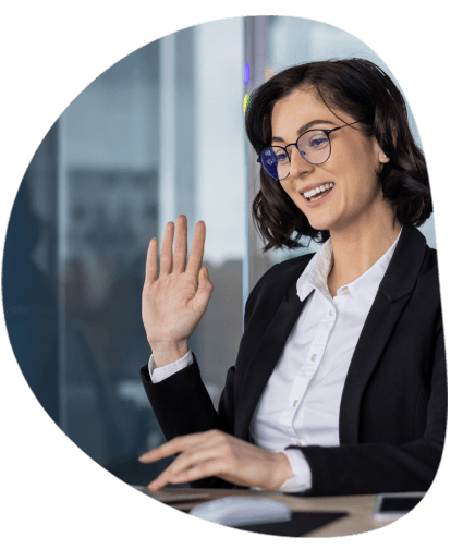 A translator joins a laptop video call interview, representing Translation Services in Waterbury recruiting Skype.