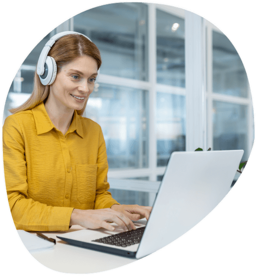 A transcriptionist using CD Transcription Services under strict confidentiality to protect sensitive recorded information.