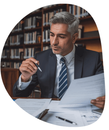 Attorney reviews a contract translation via 24 Hour Translation Services, confirming legal clauses match the source.