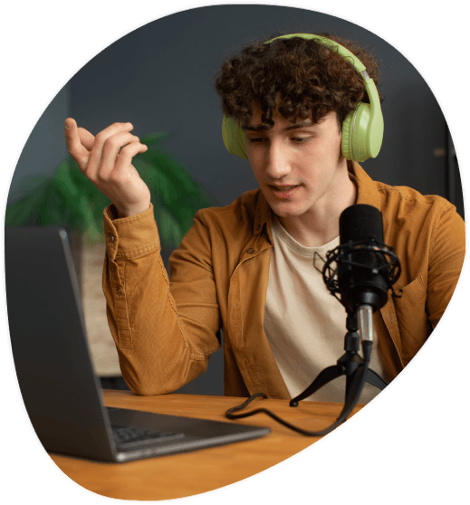 Media man utilizing precise German transcription for accurate documentation of diverse interview content.