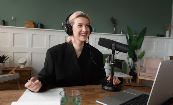 Transcriptionist checks audio waveforms and timestamps, delivering Media Transcription Services for key industries.