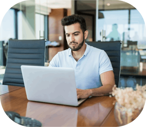 Client utiliizng professional multilingual translation services in Coral Springs, with expert translators offering services.