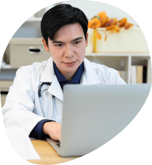 A doctor labels samples, while Pharmaceutical Translation Services adapts industry protocols to ensure accurate research.
