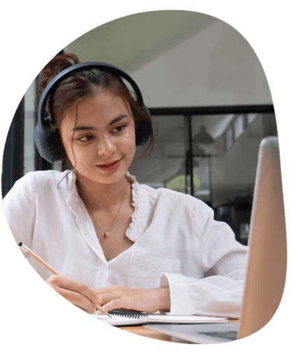 A project manager reviews a dashboard showing Portuguese Transcription Services across 100+ languages with custom source.