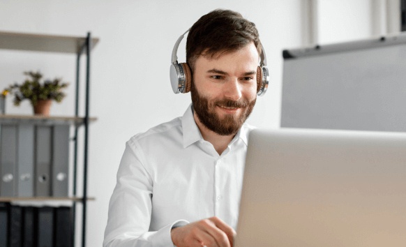 A client benefits from professional same day transcription services, offered by experts with precision.