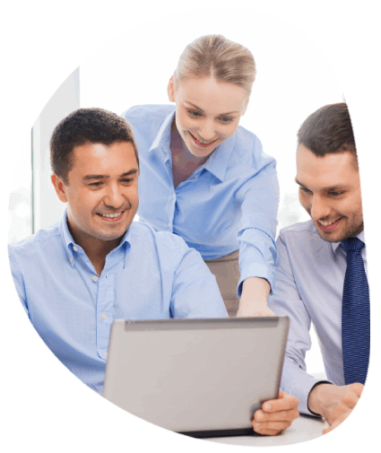 A translation team reviews a USCIS guideline sheet together, and Augusta Translation Services confirms each requirement.