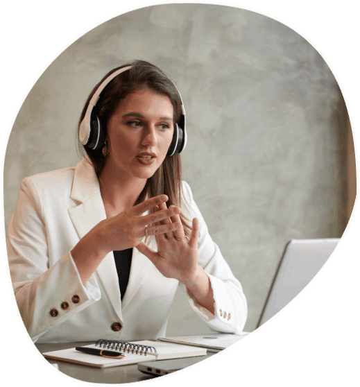 A transcription specialist converts MP4 and WAV files using Verbatim Transcription Services, delivering Word and PDF.